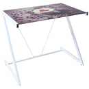 Tavolino Scrivania in Ferro con Piano in Vetro Temperato Picture Cappuccino