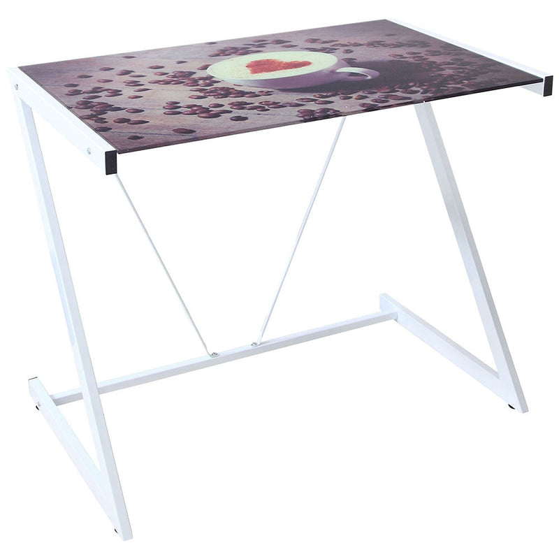 Tavolino Scrivania in Ferro con Piano in Vetro Temperato Picture Cappuccino