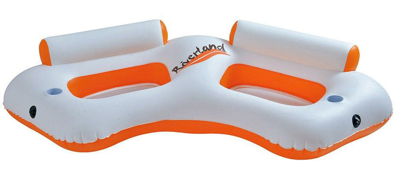 Poltrona 2 Posti Gonfiabile 216x104x48 cm in Acciaio Bianco e Arancione