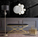 Lampada da Terra Round Glam Ø40x180 cm in Ferro Plastica e Poliestere Nero e Oro