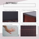 Set Tavolino e 2 Sedie da giardino in Rattan Sintetico e Ferro Marrone e Nero 