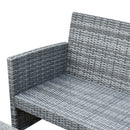 Set Mobili da Esterno in Rattan Sintetico Divanetto e 2 Poltrone con Tavolino e Cuscini Grigio 