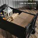 Carrello da Giardino 90x48x62 cm da 120L Pieghevole in Acciaio e Poliestere Nero 