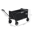 Carrello da Giardino 90x48x62 cm da 120L Pieghevole in Acciaio e Poliestere Nero 