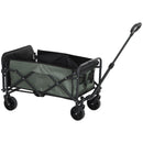 Carrello da Giardino 114x46x65-92 cm Capacità 72L Pieghevole con Pannello Apribile in Acciaio e Poliestere Verde 