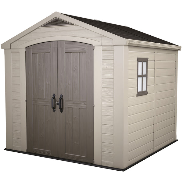 Casetta da Giardino con Mensole 256,5x255x243 cm Keter Factor 8x8 in Polipropilene Rinforzato Beige acquista