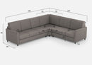 Divano Angolare 6 Posti 281x241x85 cm Karay in Tessuto Grigio