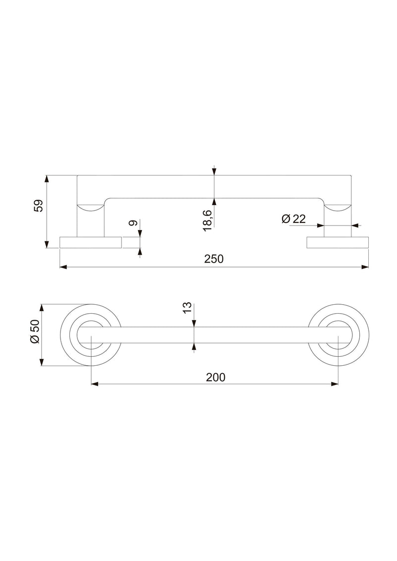 Maniglia Dritta con Rosette Ø50 mm per Porte Scorrevoli Alluminio Nichel Satinato 4 Pezzi Emuca