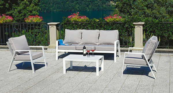 Garten-Lounge-Set aus Aluminiumsofa, 2 Sesseln und Couchtisch Vorghini Grosseto acquista