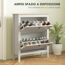 Scarpiera Slim per 14 Paia di Scarpe 80x24x95,5cm 2 Cassetti Bianco   