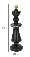 Re da Scacchi 11x32,5x11 cm in Poliresina Nero/Oro