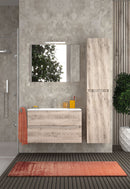 Mobile da Bagno Sospeso con Lavabo 100 cm e Specchio Urano Light Rovere Naturale      