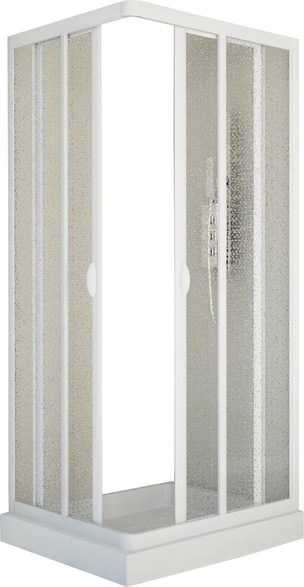 online Eckduschkabine 2 Schiebetüren aus Acryl 2,2 mm H185 cm Dorini Weiß Verschiedene Größen