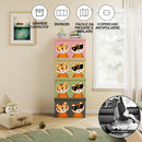 Box Contenitore per Giocattoli 62,5x31,5x40 cm Pieghevole Doppio Scomparto 80L Design Animali in Tessuto Oxford Verde     