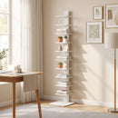 Libreria Moderna a 11 Ripiani Salvaspazio Stile Industriale 34,5x41,5x163,5 cm in Truciolato e Acciaio Bianco      