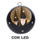 Sfera Natalizia in Metallo con Led nero cm Ø22xh22