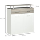 Mobile  1 Cassetto 2 Ante con Ripiano Rialzato 104x38,5x111,5 cm in Truciolato Bianco