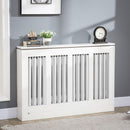 Copritermosifone a Doghe 120x18x84 cm in MDF e Acciaio Bianco