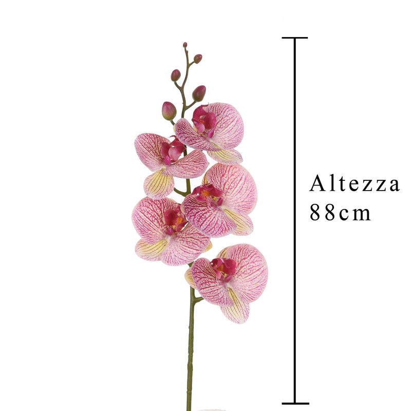 Set 3 Phalenopsis Artificiali con 5 Fiori Altezza 88 cm Viola