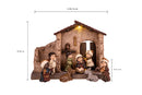 Natività 9 Personaggi con Capanna e Led 16,5 cm in Porcellana