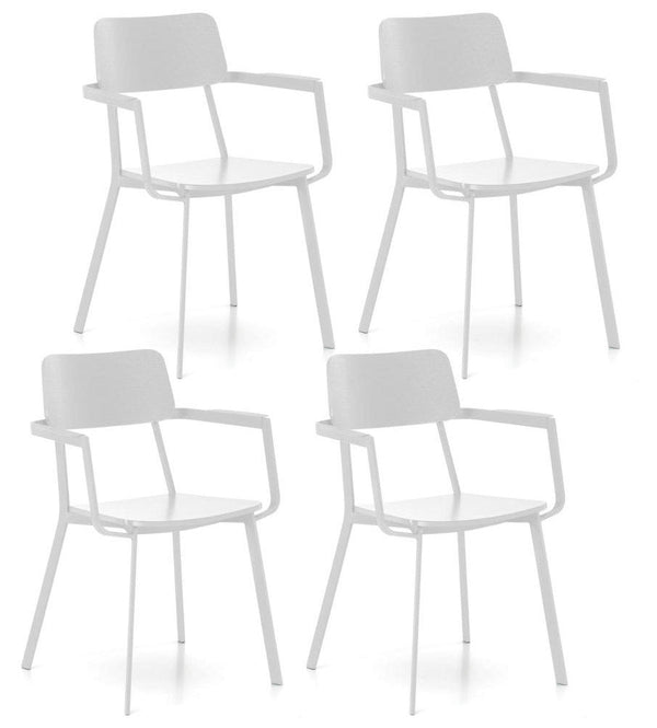 Set 4 Sedie 61x51,5xH82 cm in Legno e Metallo Woody capotavola Bianco sconto