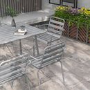 Set Tavolo e 6 Sedie Impilabili da Giardino in Acciaio Grigio Chiaro