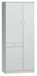 Armadio 3 Ante 1 Cassetto 77x183x34 cm Bianco Lisco