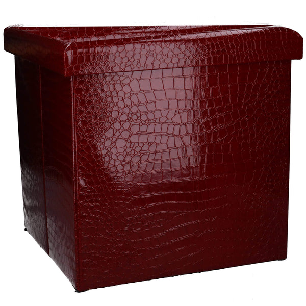 Hocker aus Kunstleder mit quadratischen Kanten in Rot cm 38x38xh39 acquista