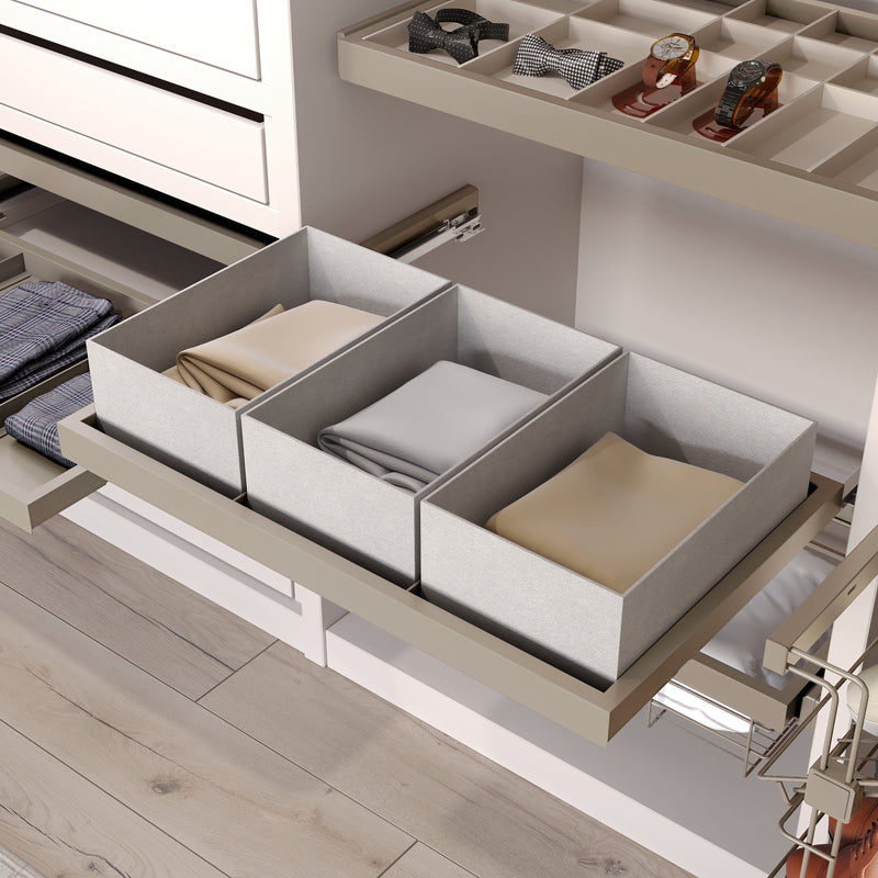 Kit 2 Cestelli e Vassoio per Amadio Regolabile 800 mm Emuca Grigio Pietra