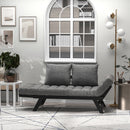 Divano Letto Chaise Longue 3 Posizioni 164x66x81 cm in Legno e Tessuto Lino  Antracite