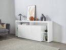 Credenza con 3 Ante e Ripiani in Vetro a Giorno 200x40x80 cm Essential 3A Bianco Lucido  