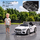 Auto Elettrica per Bambini Licenza Mercedes-Benz 12 V 103x63x44 cm con Telecomando e Sospensioni su 4 Ruote in PP Bianca      