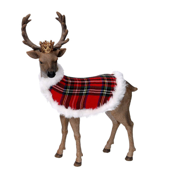Renna resina con mantello scozzese e corona naturale cm 25,8x12,1xh34,8 acquista