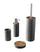 Set mit 4 Badezimmeraccessoires aus TFT-Accessoires in grauem Harz und Bambus