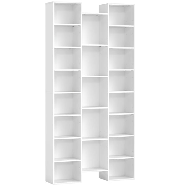 prezzo Libreria Moderna 89,5x23,5x181 cm con 21 Scomparti e 10 Ripiani Regolabili in Legno Bianco