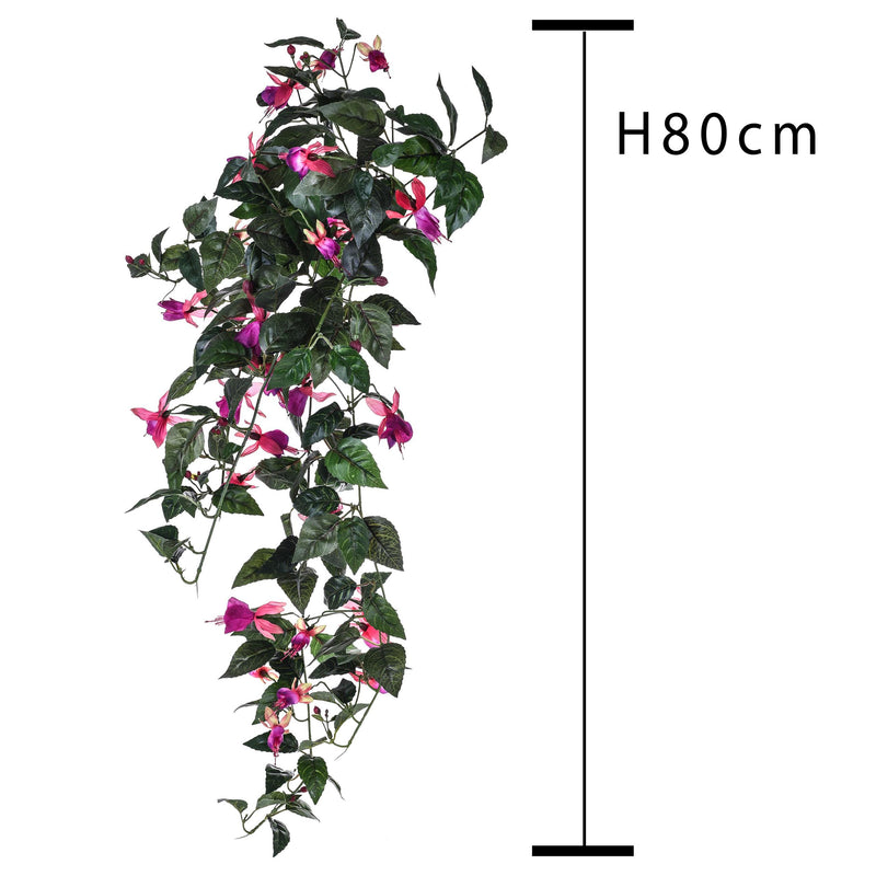Set 2 Pianta Artificiale di Fuxia Pendente Altezza 80 cm Rosa