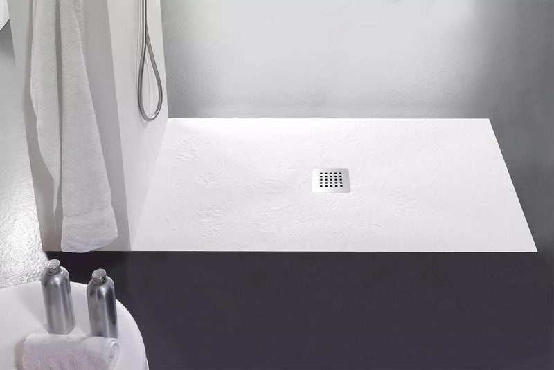 Piatto Doccia in Pietra Bonussi Ardesia Stone Central Bianco Varie Misure