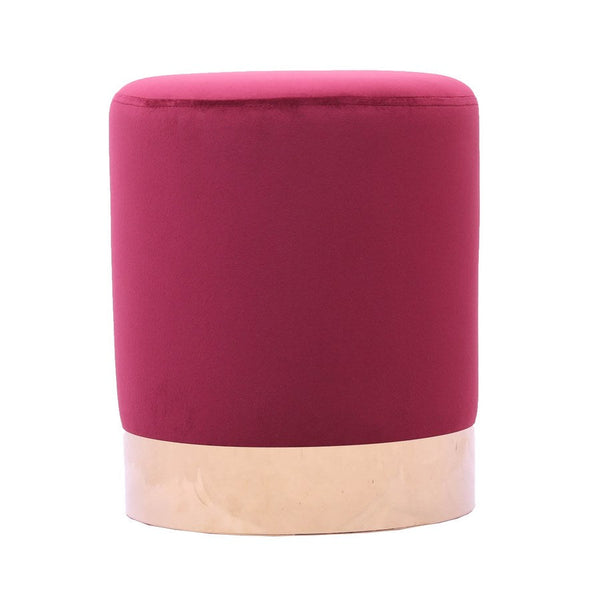 Pouf Ø33x39 cm con placca dorata e velluto amaranto prezzo