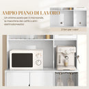 Mobile Dispensa con Portabottiglie 100x38x172 cm in Truciolato e Legno Bianco