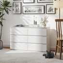 Comò Cassettiera 6 Cassetti 120x39x75 cm con Maniglie a Gola in Legno Bianco   