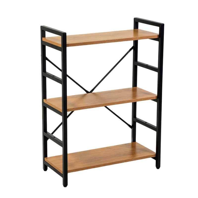 Libreria 3 ripiani 60x28xh83,5 cm in Metallo e Legno Achille Naturale