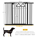 Cancelletto per Cani 74-100x76 cm 4 Viti Regolabili e Nastro Adesivo in Metallo e Plastica Nero      