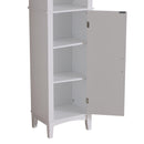 Mobile a Colonna da Bagno Salvaspazio con Specchio in Legno Bianco 40x30x170 cm 