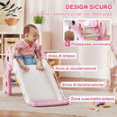 Scivolo per Bambini 1-3 Anni 106x51,5x52 cm con Scaletta Canestro da Basket e Pallone Design Giraffa in PP e PE Rosa      