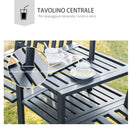 Panchina 2 Posti da Giardino 165x53,5x85,5 cm con Tavolino in Metallo Nero