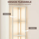 Lampada da Terra 41x29,5x163,5 cm con 4 Ripiani Luce LED Regolabile su 3 Livelli 4 Ripiani Rovere      