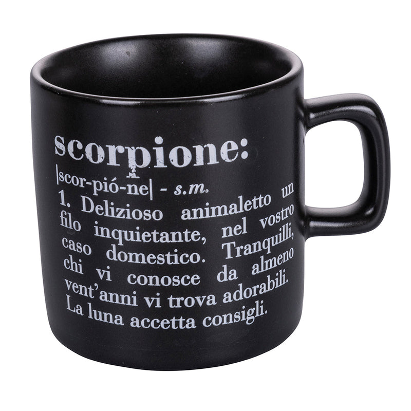 Tazzina Caffè Zodiaco "scorpione" Ø6x6,5 cm in Bone China VdE Tivoli 1996 Nero