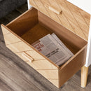 Comodino in Legno 2 Cassetti Stile Scandinavo Bianco e Legno 40x30x55,5 cm 