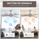 Ventilatore da Soffitto con Luce LED Ø130 cm 3 Velocità e Motore Reversibile Argento e Legno