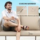 Divano da Giardino 2 Posti Stile Boho 112x72x76 cm con Cuscini Sfoderabili e Braccioli in Rattan PE e Acciaio Beige      